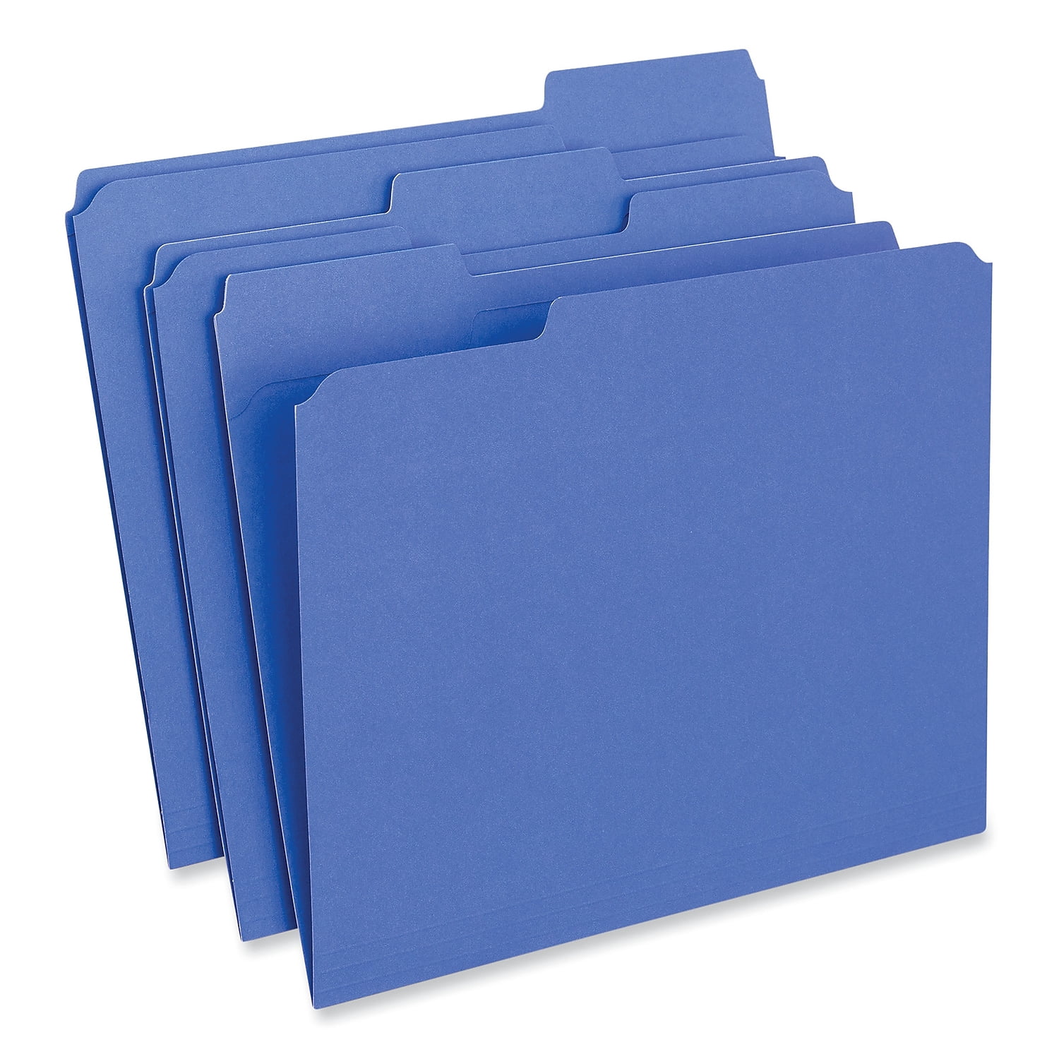 Universal UNV16161 Reinforced 1/3-Cut Assorted Top-Tab File Folders - Letter Size, Blue (100/Box)