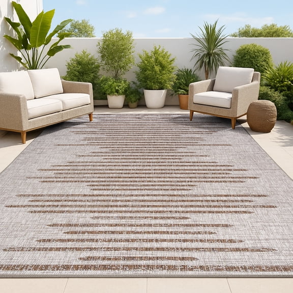 JONATHAN Y SANTA MONICA 4 x 6 Area Rug, Zolak Berber Stripe Geometric - Beige/Brown, SMB124A-4