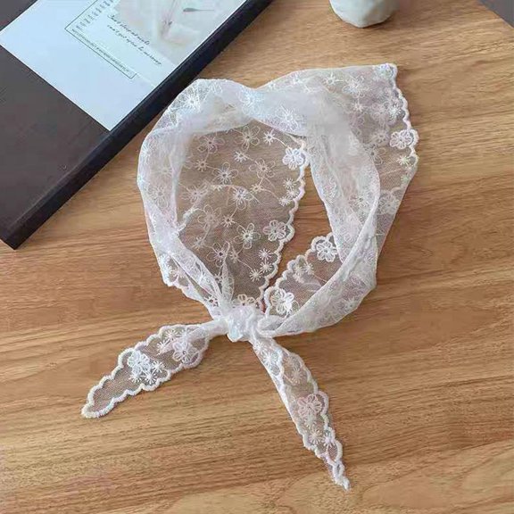 QHUDLV Retro Floral Lace Hair Scarf Triangle Neck Scarf Triangle Headscarf for Women,.