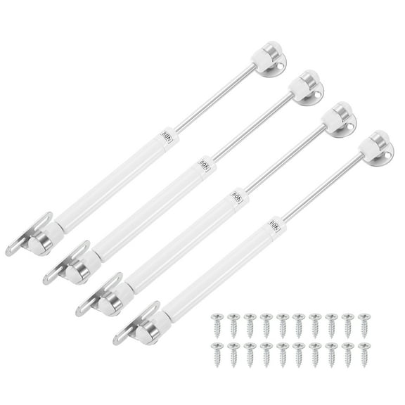 Uxcell 4 Pack Lid Support Hinges, 80N Gas Struts Soft Close Folding Lid Stay Hinges Automatic Slow Lowering Pneumatic Lid Buffer for Cabinet Closet Wardrobe, White