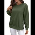thumbnail image 1 of Sudadera Informal de Cuello Redondo para Mujer, Holgada, Suave y de Larga. Verde M, 1 of 10