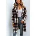 thumbnail image 2 of Autumn and Winter Women's Fashion Flip Lapel Mid-length Large Pockets Vintage Style Plaid Tweed Jacket, 2 of 4
