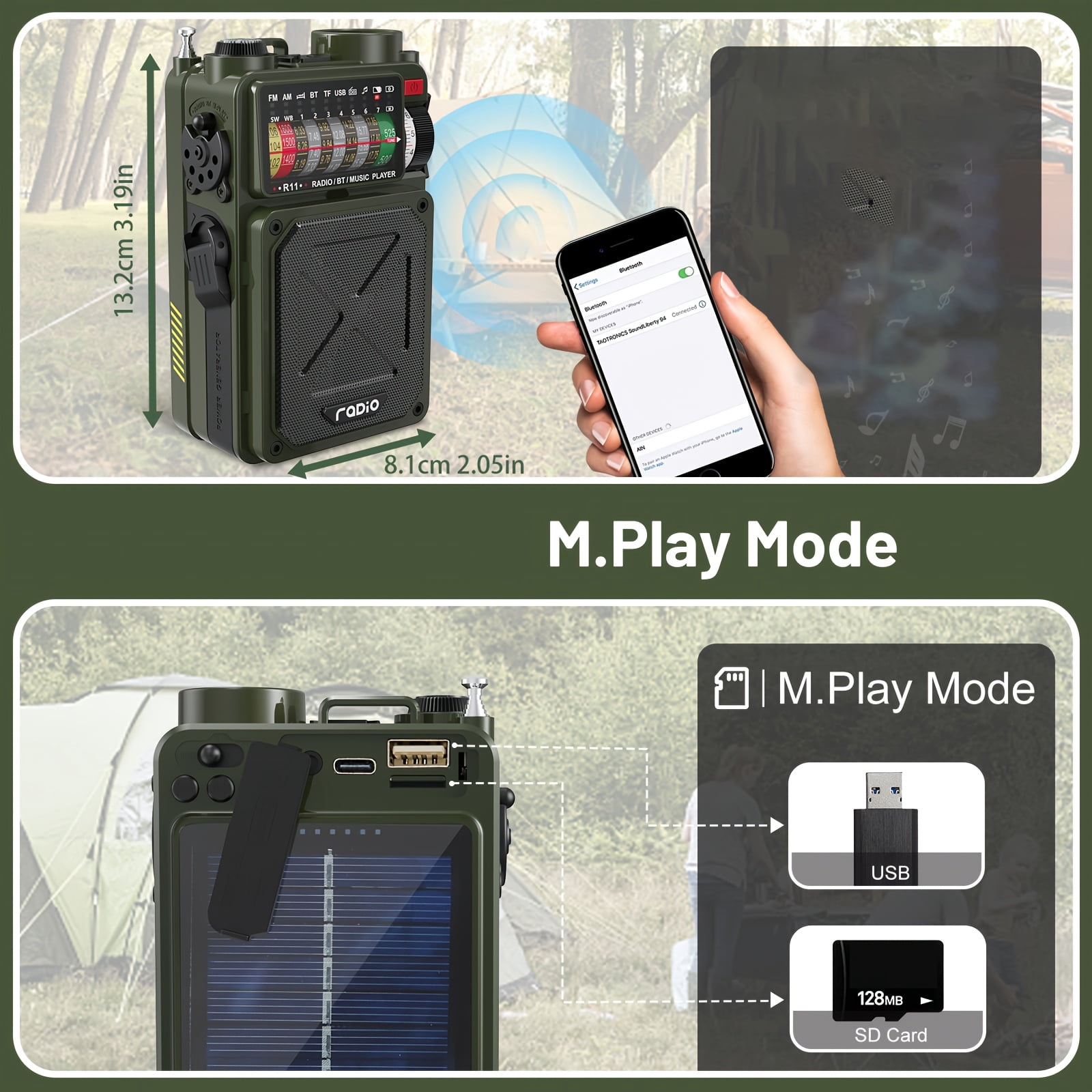 Emergency Radio: 4000mAh, Digital Shortwave, AM/FM/SW, NOAA, SD/USB MP3, Hand Crank, Solar Power, SOS Flashlight