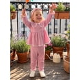 thumbnail image 4 of Loicainy Baby Toddler Girls Fall Clothes Set 3 6 12 18 24 Months 2T 3T Lace Trim Long Sleeve Doll Collar Tops and Elastic Waist Pants Headband Outfits, 4 of 9