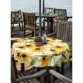 thumbnail image 2 of Outdoor Tablecloth with Umbrella Hole for Patio/Picnic/Party/Camping, Sunflowers Waterproof Table Cloth Round Cover Washable, Yellow Botanical Floral Green Leaf (Dia 60"), 2 of 9
