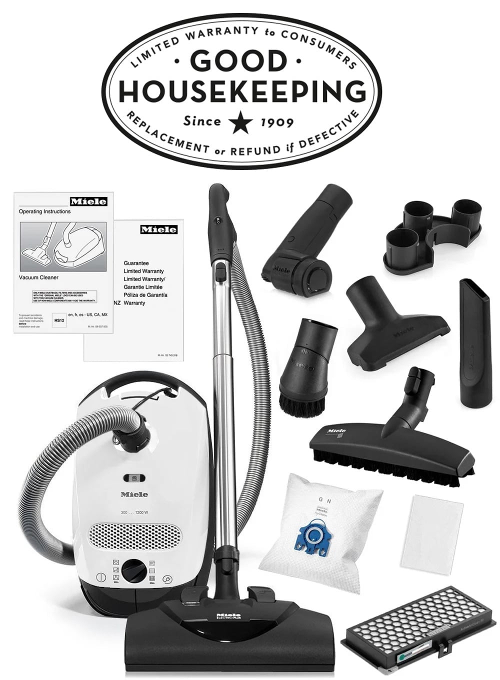 Miele C1 Classic Cat & Dog Powerline Canister Vacuum (Lotus White