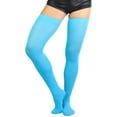 thumbnail image 6 of ToBeInStyle Women's Opaque Nylon Thigh Highs - Neon Blue - One Size, 6 of 7