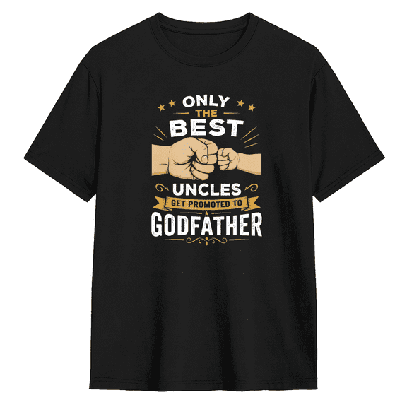 Only The Best Uncles Get Promoted To Godfather Retro Graphic Tee for Men, Fun Family Gift Cotton Short Sleeves T-Shirt