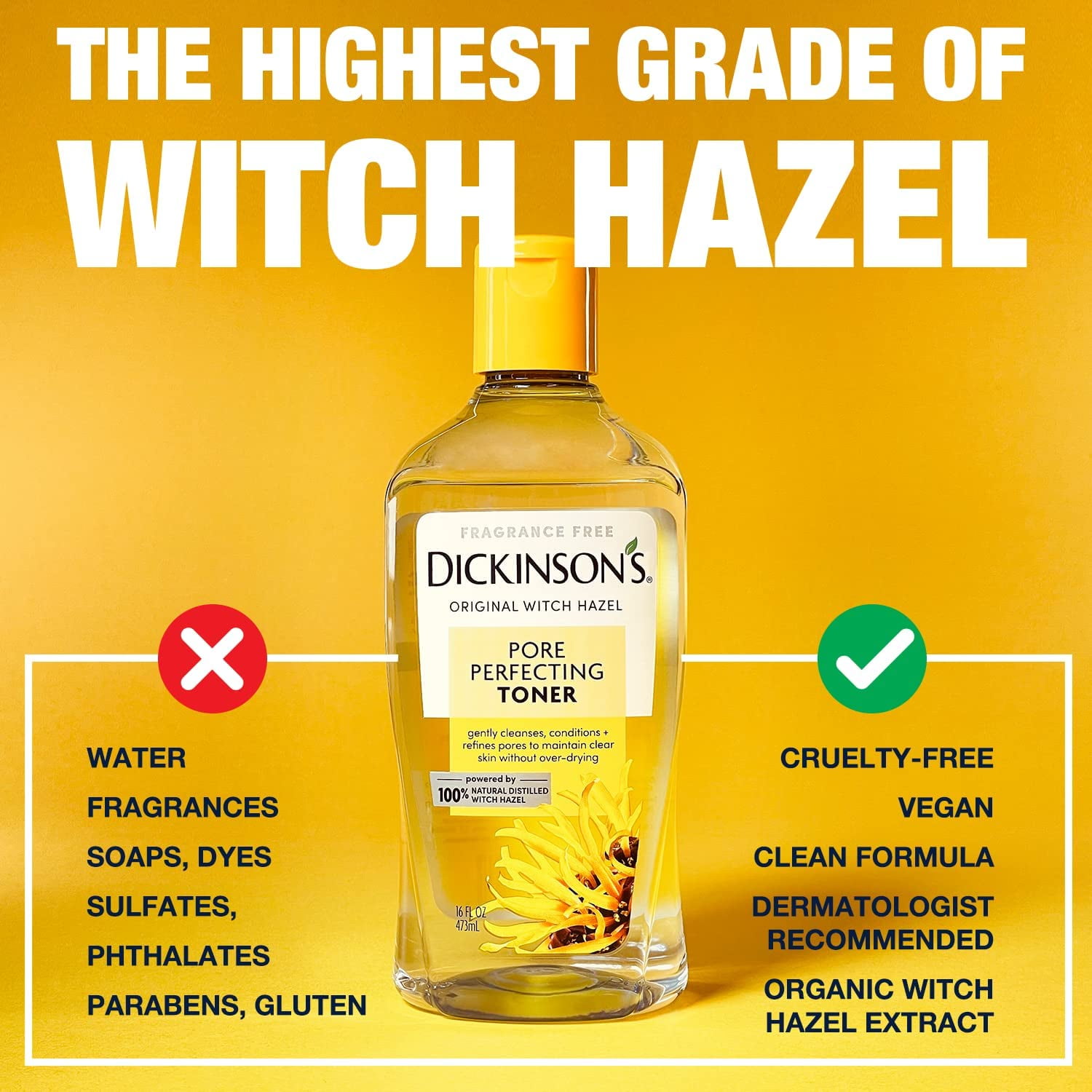 (3 pack) Dickinson's Pore Perfecting Witch Hazel Toner, 16 fl oz