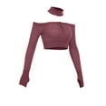thumbnail image 5 of hirigin Women's Spring Autumn Short Knitwear Solid Color Long Sleeve Off Shoulder Sweater with Collar, 5 of 9