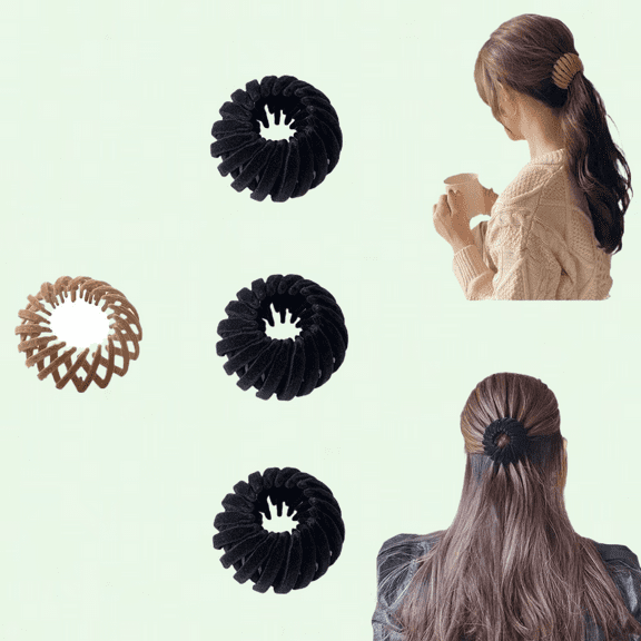 Magic Zabernim Birds Nest Hair Clip, Black 3PCS, Lazy Bird Nest Plate Hairpin, Extended Ponytail Holder Hair Pin, Women