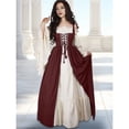 thumbnail image 4 of Disfraz Medieval Renacentista para Mujer, Cosplay Sobre Vestido Vino Tinto XXXL, 4 of 8