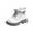 Beige, variant on Snow Boots, Girls Plaid Bow Decor Martin Combat Ankle Boots, Side Zipper Lace‑Up Faux Leather Booties, Non‑Slip Chunky Lug Sole Footwear for Toddler Kids Party Holiday School Outdoor Daily Activities