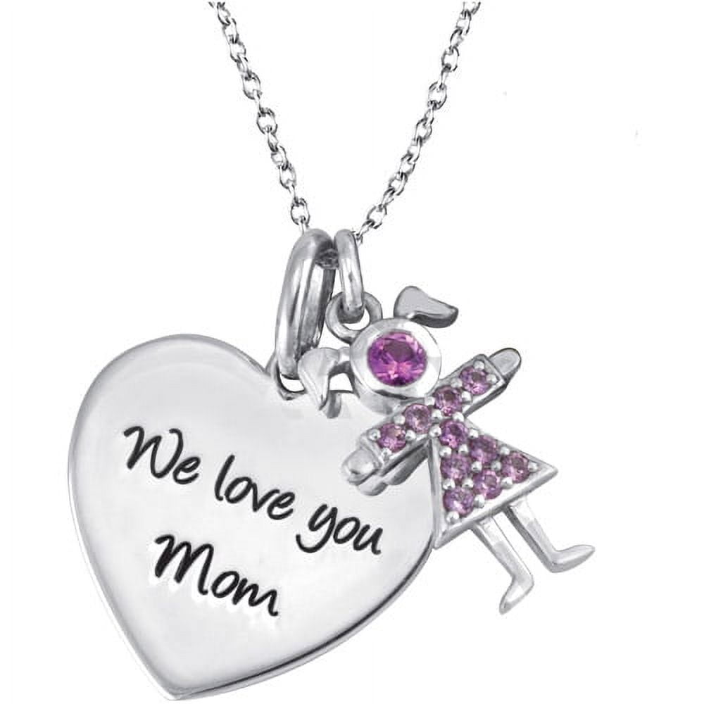 Personalized Family Jewelry Birthstone Kid's Pendant available in Sterling Silver