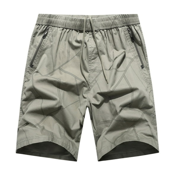 Gubotare Mens New Summer Outdoors Casual Loose Plus Size Patchwork Overalls Shorts Pants Mens Button Shorts (Khaki, L)