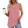 thumbnail image 3 of Mittory Summer Womens Tank Tops Loose Fit Pleated V Neck Sleeveless Tops Casual Basic T Shirts Solid Tees, 3 of 8