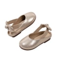 thumbnail image 5 of Girls Dress Shoes Mary Jane Flats | Decorative Bow, Princess Shoes, Cushioned Comfort, Non-Slip Sole, Toddler and Little Girls, Daily Wear Gold 25, 5 of 7