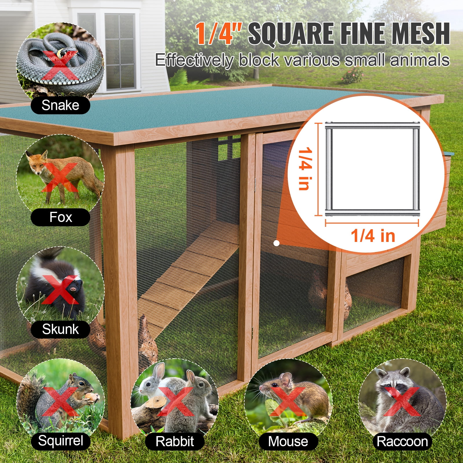 VEVOR Hardware Cloth, 1/4 inch 36in x 100 ft 23 Gauge, Hot Dipped Galvanized Wire Mesh Roll, Chicken Wire Fencing, Wire Mesh for Rabbit Cages, Garden, Small Rodents