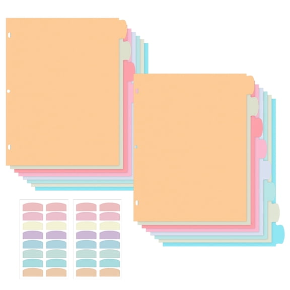 sixwipe Thickened 16 Tabs Dividers for 3 Ring Binders, Plastic File Notebook Dividers, 2 Sets 8 Tabs Binder Dividers with Labels for School Supplies and Office Workers