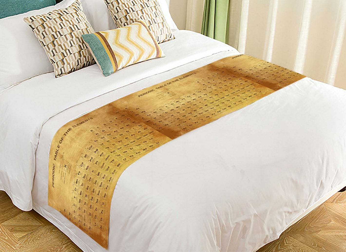 Gckg Family Educational Bed Runner Vintage Periodic Table Of The Elements Bed Runners Scarves Bed Decoration 20x95 Inch
