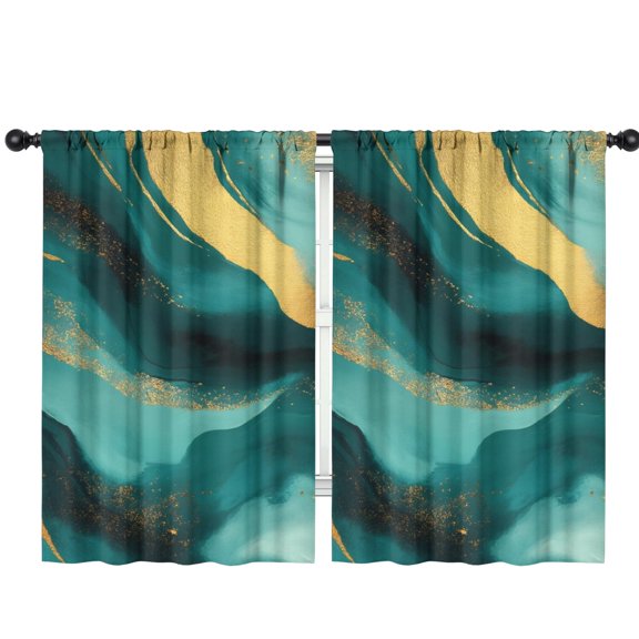 Blackout Kids Curtains,Teal and Gold Marble Flow Lines Pattern Childrens Insulated Curtains Set Of 2,Bedroom Essentials,Toddler Room Decor 42"x63"