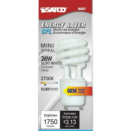 

Satco Lighting S8207-T3 Spiral Compact Fluorescent; 2700K; 26 Watt