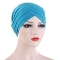 thumbnail image 2 of WCJM FemaleWomen Autumn Winter Warm Solid Cross Cap Hat Beanie Wrap Scarf Cap Blue, 2 of 2