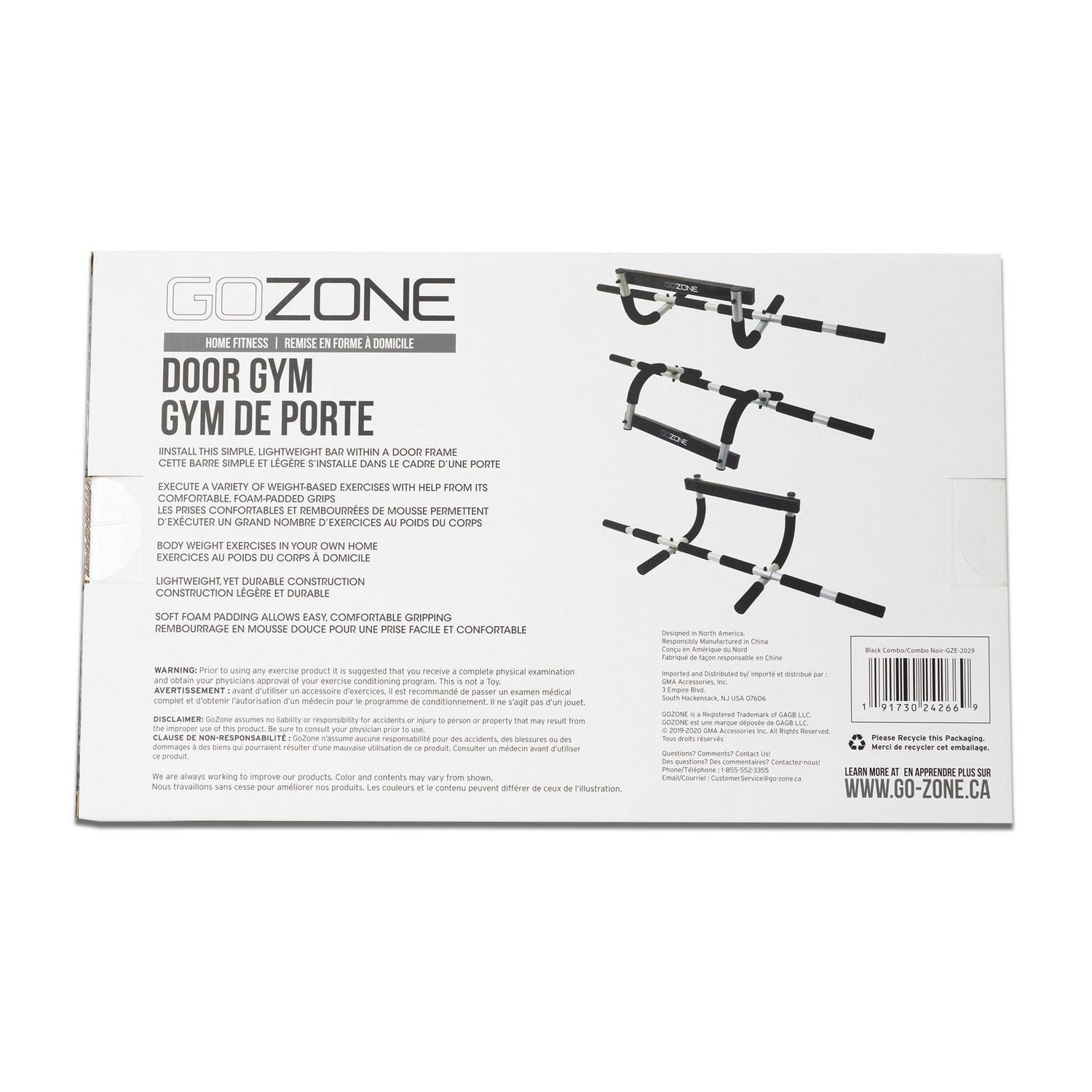 Gym de porte GoZone – Noir/argent