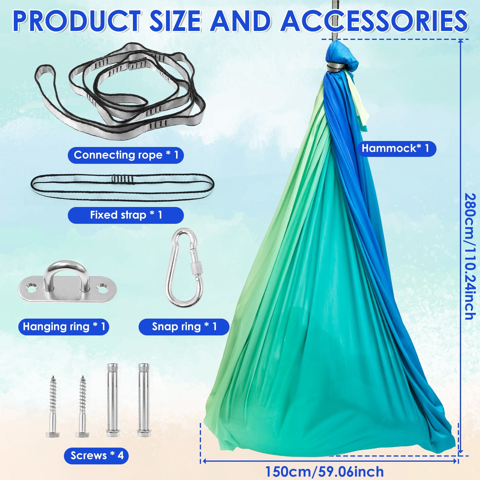 Sensory Swing Comfortable Kids Sensory Hammock Holds up to 200 lbs Indoor Cuddle Swing with 360° Swivel Hardware for Children Adults Indoor Outdoor