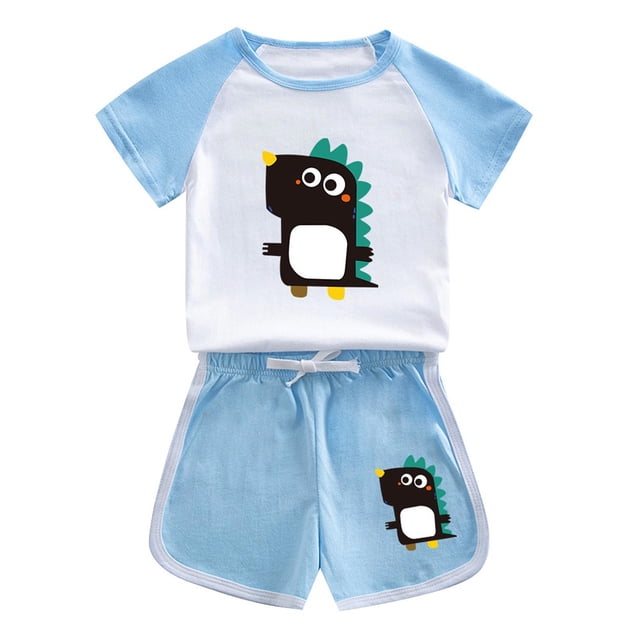 Odeerbi 1-12 Años Niños Niñas Conjunto de Verano Dinosaurio Con Camiseta de Manga Corta de Algodón Conjunto de Dos Piezas