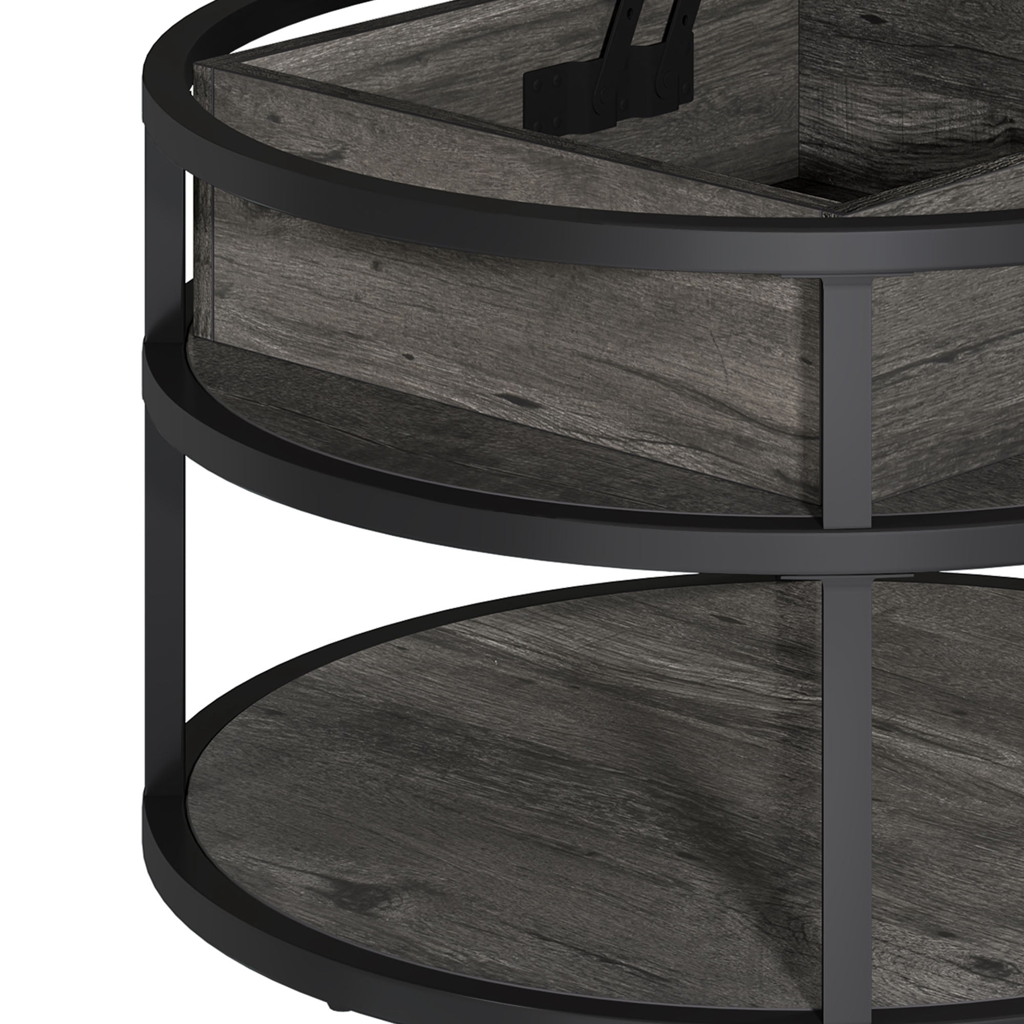Uforic 3-Tier Lift Top Round Coffee Table with Hidden Storage, Gray