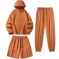 thumbnail image 2 of hoksml Women's 3 Piece Tracksuit Set, Hooded Zip Jacket with Shorts and Jogger Pants Lightweight Casual Outfit, 2 of 5