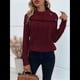thumbnail image 4 of Suéter de Mujer con Cuello Alto y Mangas Raglán de Punto Rojo Vino L, 4 of 10