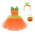 thumbnail image 3 of FYDUU Kids Girls Halloween Pumpkin Dress Girls Tutu Dresses With Bag Headband 3 Pcs Set Holiday Party Fancy Dress Up Outfit Stylish Comfort, 3 of 9
