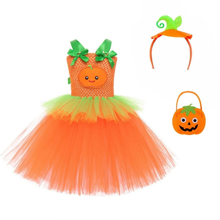 Fyduu Kids Girls Halloween Pumpkin Dress Girls Tutu Dresses With Bag Headband 3 Pcs Set Holiday Party Fancy Dress Up Outfit Fall Warm Clothes Fyduu Kids Girls Halloween Pumpkin Dress Girls Tutu Dresses With Bag Headband 3 Pcs Set Holiday Party Fancy Dress Up Outfit Fall Warm Clothes