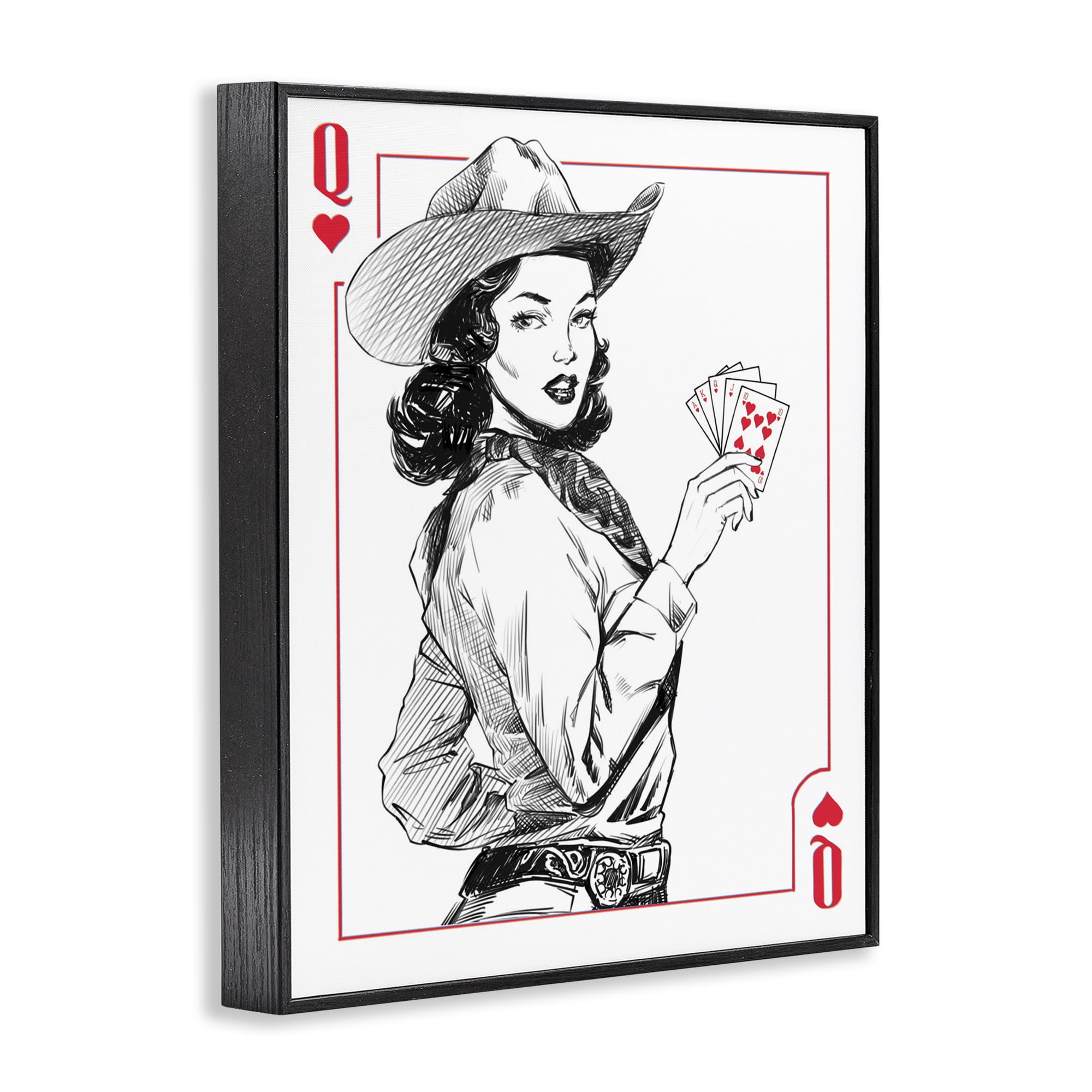 Stupell Industries Cowgirl Queen of Hearts Black Framed Giclee Art, design by Ziwei Li
