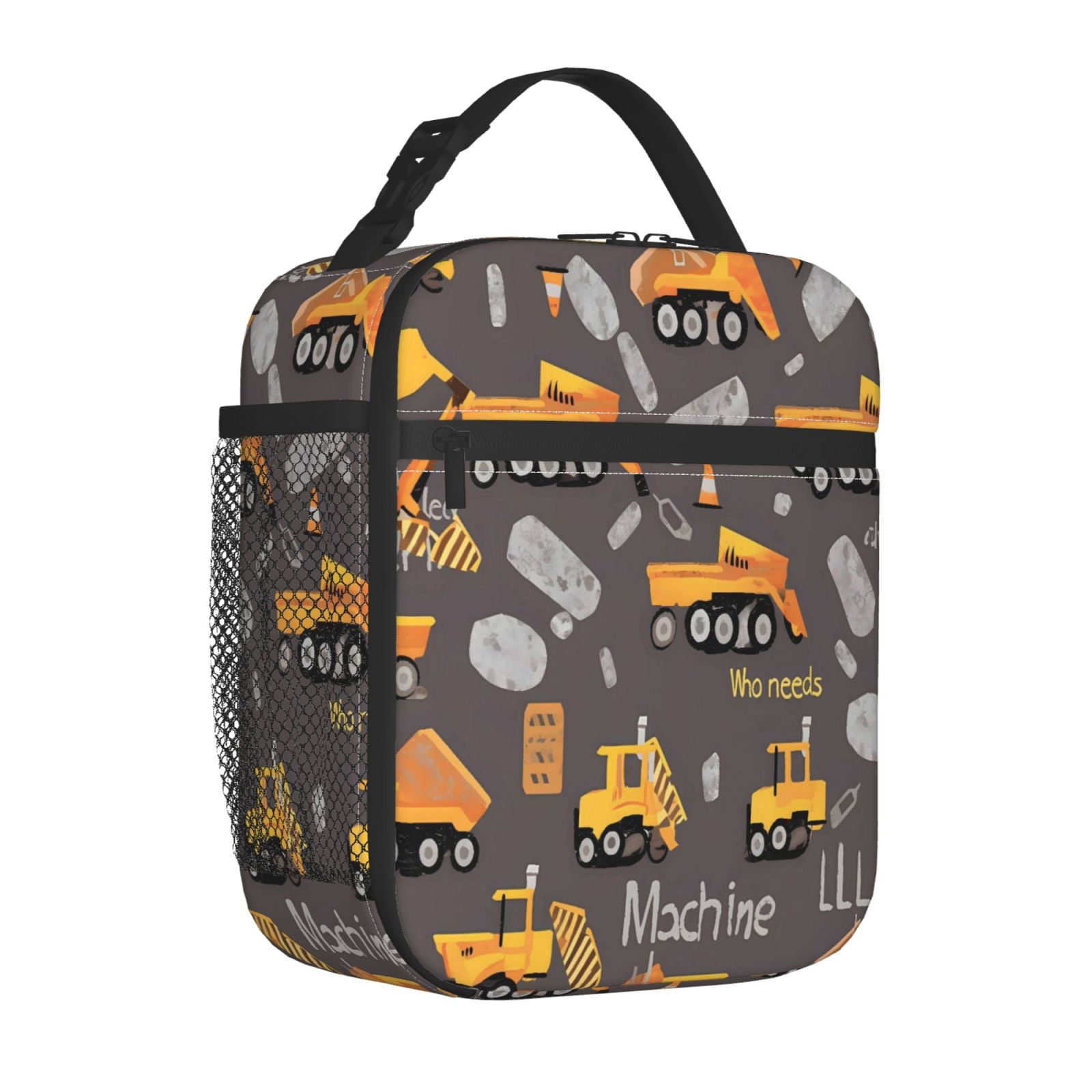 Lunch Bag For Women Men Insulated Portable Lunch Box Bento Box Office Picnic Travel Cooler Bag Engineering Vehicles Cargo Trucks