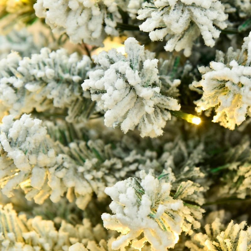 Alvantor Christmas Tree Pre-Lit Snow-Flocked Slim Douglas Fir 26.75"x26.75"x72" 6ft White