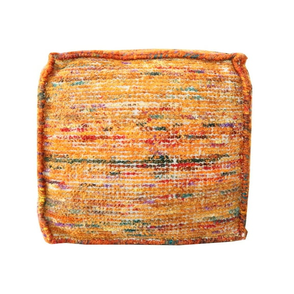 Wendy Pouf Upholstered in Orange Fabric