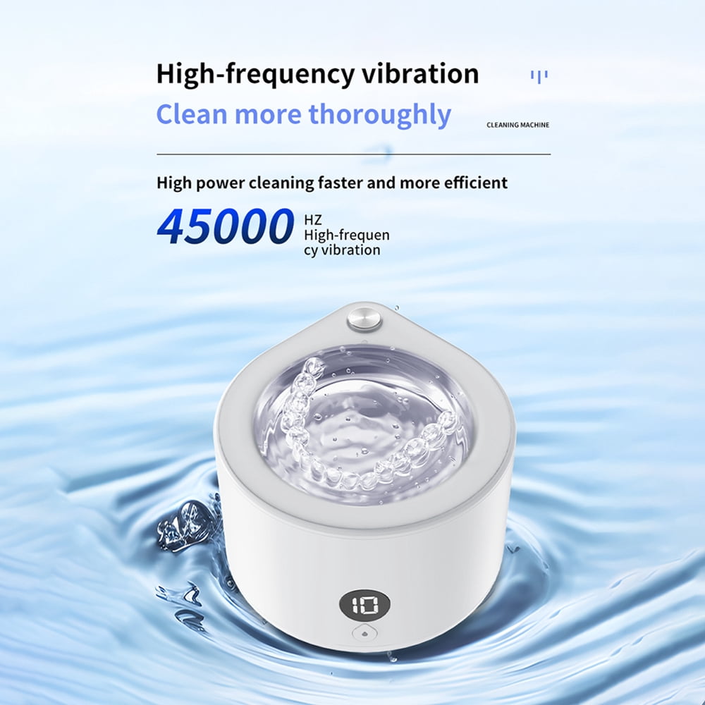 Rainbuvvy SL103-Ultrasonic cleaner Suitable for cleaning (jewelry, braces, dentures, etc.): 150ML capacity: 45000HZ frequency, deep cleaning, timed shutdown, small portable cleaning machine, easy to c
