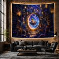 thumbnail image 5 of Vintage Bookshelves Library with Ornate Circular Portal Through, Mystical Fantasy for Space Lovers, Galaxy Room Decor, Graduation Gift, Tapestry Wall Hanging for Bedroom and Dorm, 5 of 6