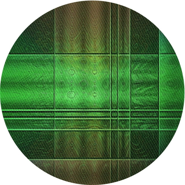 Ahgly Company Machine Washable Indoor Round Transitional Dark Forest Green Area Rugs, 4' Round