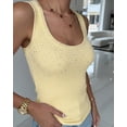 thumbnail image 5 of CHICME Tank Tops For Women Rhinestone Solid Color Sleeveless Ribbed Fitted Camisole Summer Top Going Out Vest Yellow-M, 5 of 9
