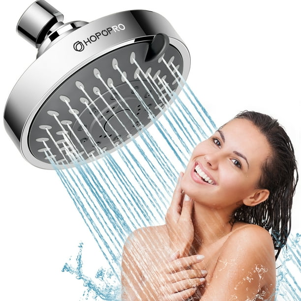 Hopopro Showerhead High Pressure Chrome Shower Head 5 Settings Fixed