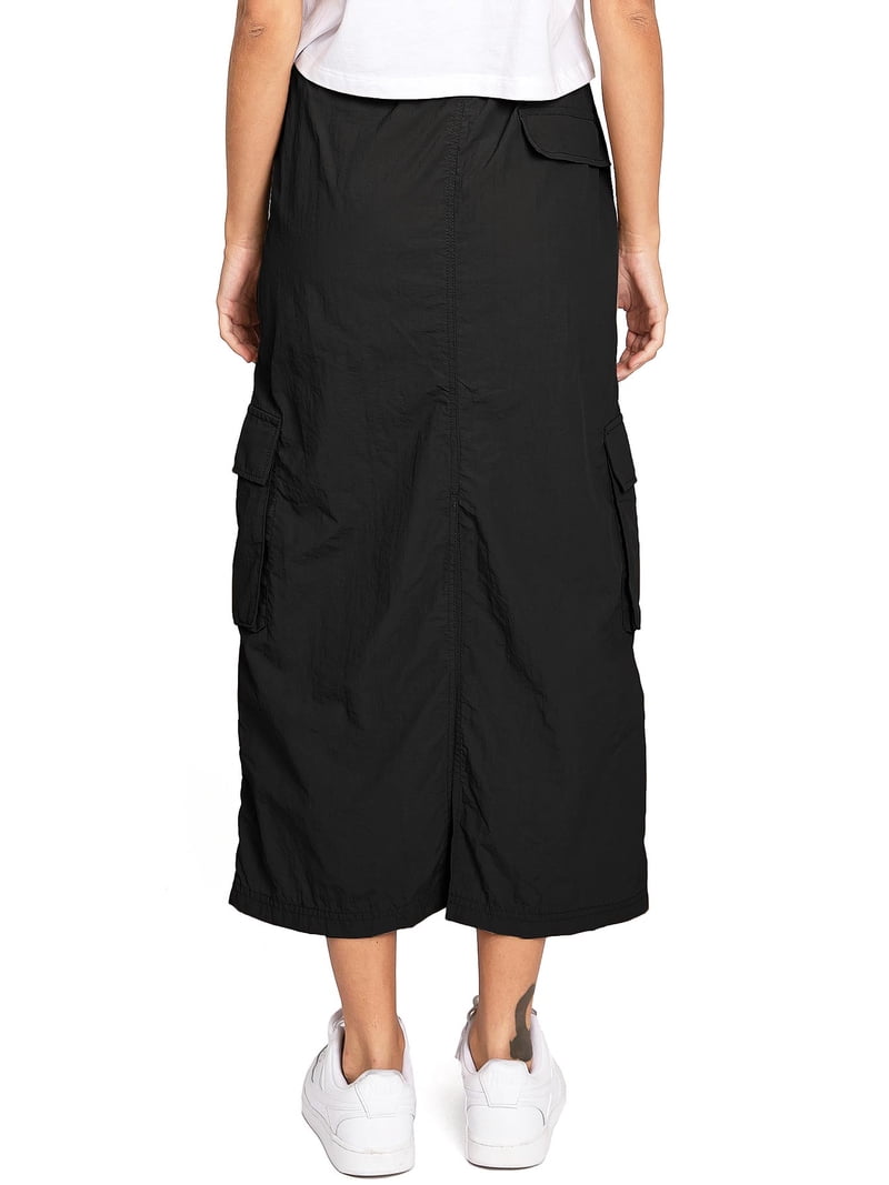 Love Tree Women's Juniors Cargo Skater Skirt, Black, Medium, Nylon