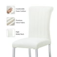 thumbnail image 6 of Leovanni Set of 4 Velvet Dining Chairs, Channel Tufted High Back, Silver Metal Legs, White Fabric, 6 of 6