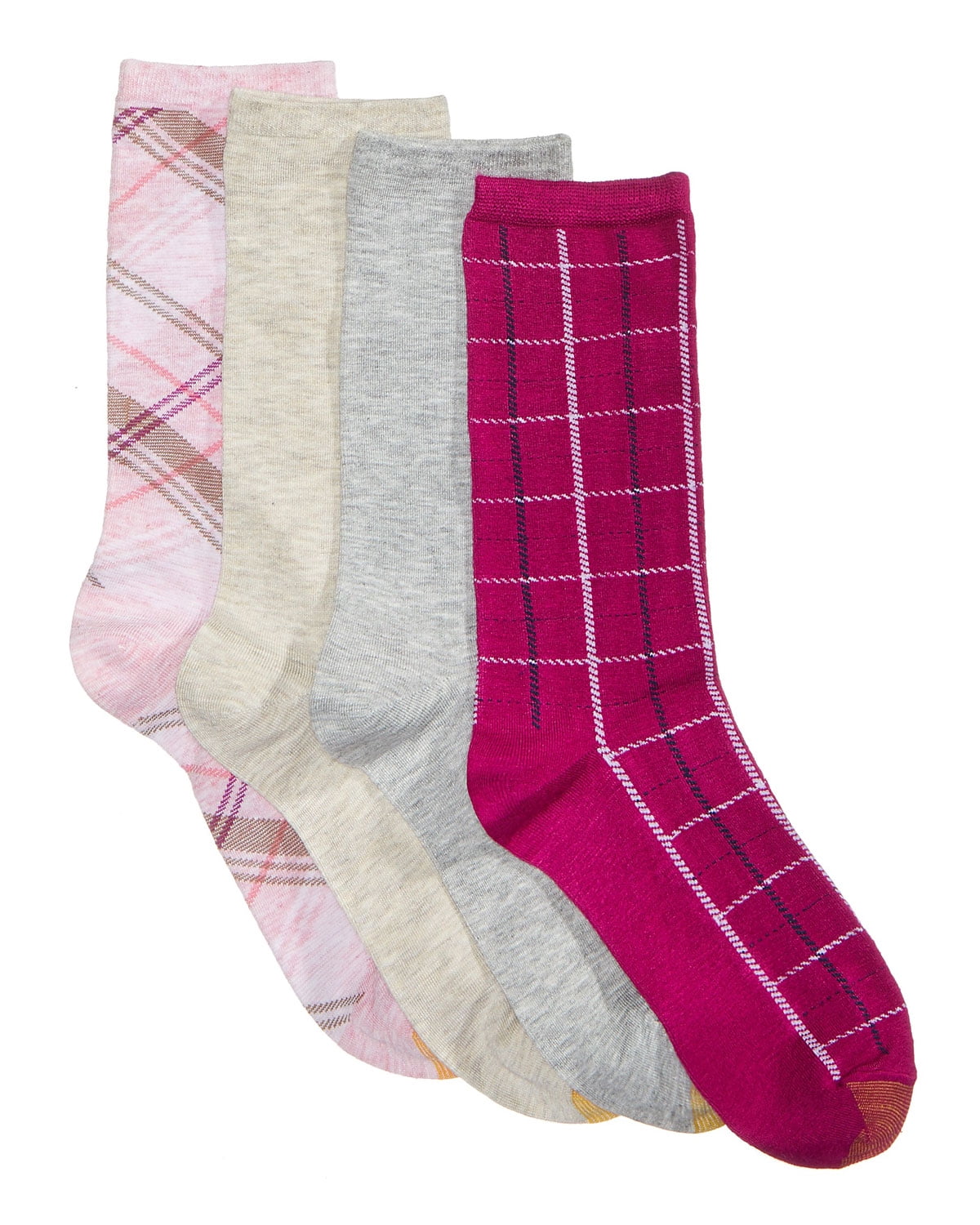 GOLDTOE Gold Toe Casuals Womens 4pk Madras Plaid Crew Socks 911