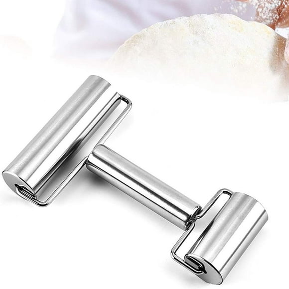 Goeielewe Rolling Pin Double Roller Stainless Steel Pastry and Pizza Double Dough Baker Roller Metal Kitchen Utensils Ideal for Baking Dough Pizza Pie Pastries Pasta and Cookies