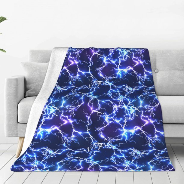 Balery Blue Lightning1 Manta de Felpa Suave y Acogedora – Cobija de Franela Aterciopelada para Cama, Lavable y Cálida para Sofá, Mascotas, Transpirable-50"x40"