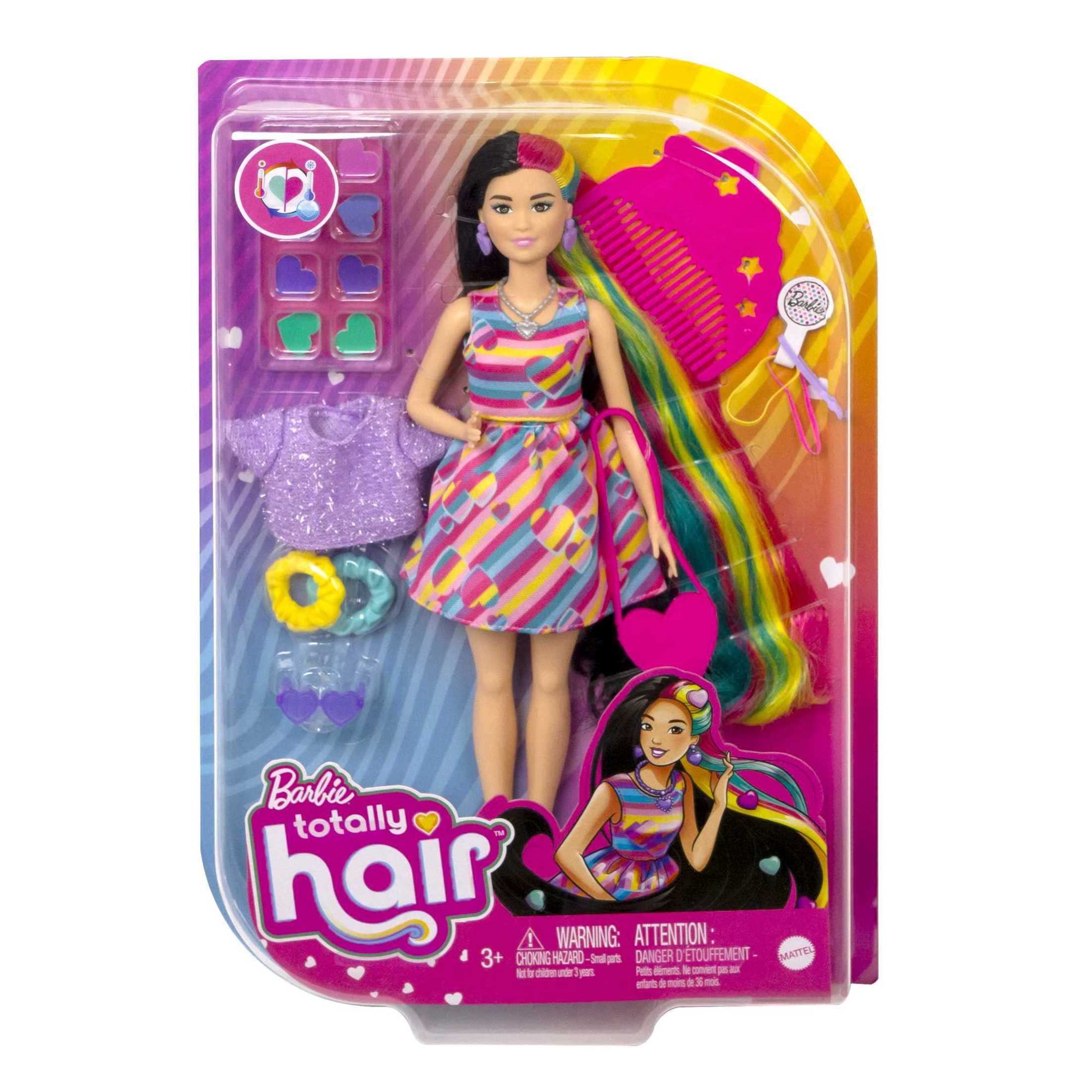 Barbie Totally Hair Fashion Doll with Heart Theme, Extra-Long Hair & 15 Styling Accessories